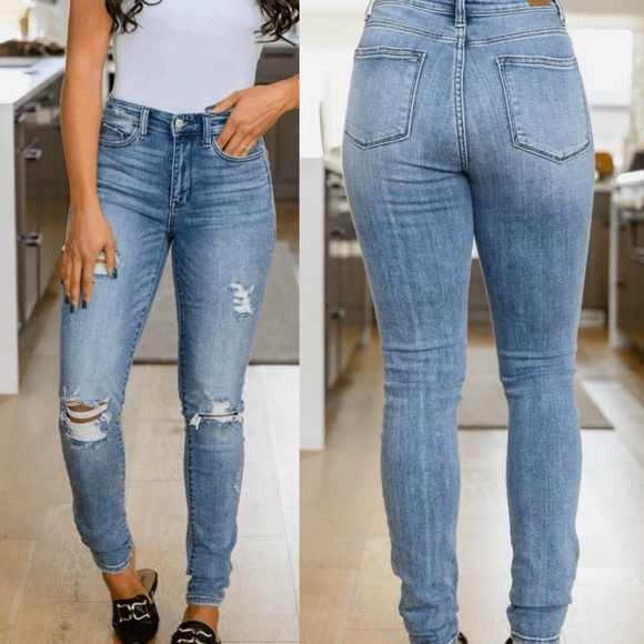 JUDY BLUE NWT Skinny Destroyed‎ Jeans size 7/28 style JB82406 - Picture 1 of 10